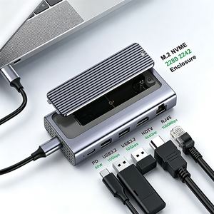 6 พอร์ต Docking Station M.2 NVMe Enclosure 2280 2242 USB Type-C Hub Ethernet 1000Mbps สำหรับ 4K 60Hz 10Gbps USB3.2 90W PD อลูมิเนียม - Product Image 2
