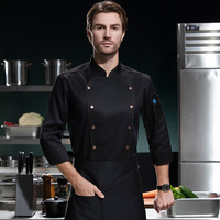Veste de Chef Japonaise pour Homme, Uniforme de Cuisine, Veste de Chef d'Hôtel avec Boutons