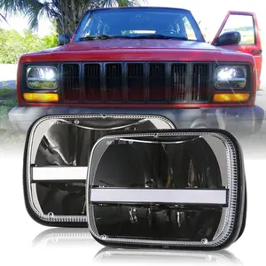 5x7 Square LED H4 Scheinwerfer mit Drl LED Blinker 7x6 Zoll rechteckige LED Scheinwerfer mit Halo für Jeep Cherokee xj