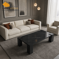 Table basse rectangulaire en marbre noir Cotrustone Nero Marquina, table centrale en pierre polie, mobilier de luxe pour salon