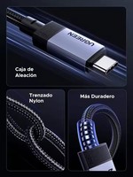 Kabel USB C ke USB C UGREEN USB4.0 GEN3 240W Aluminium Nylon Braided Kabel Pengisian Daya & Data 3.3ft 8K 60Hz Kabel Transmisi Data