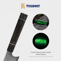 Couteau de chef Santoku chinois de haute qualité, 8 pouces, en acier Damas, avec manche fluorescent en résine et bois