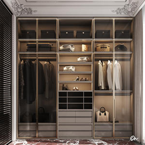 Hot Sale Modern Aluminum Frame Glass Door Master <b>Wardrobe</b> With Led Walk-in Closet Bedroom Closet Furniture Organizer <b>Wardrobe</b> - Product Image 4