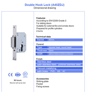 Chất lượng cao bằng thép không gỉ Móc Đôi khóa (a40zdj) bền và chống trộm cho cửa trượt với Key mở khóa cách - Product Image 4