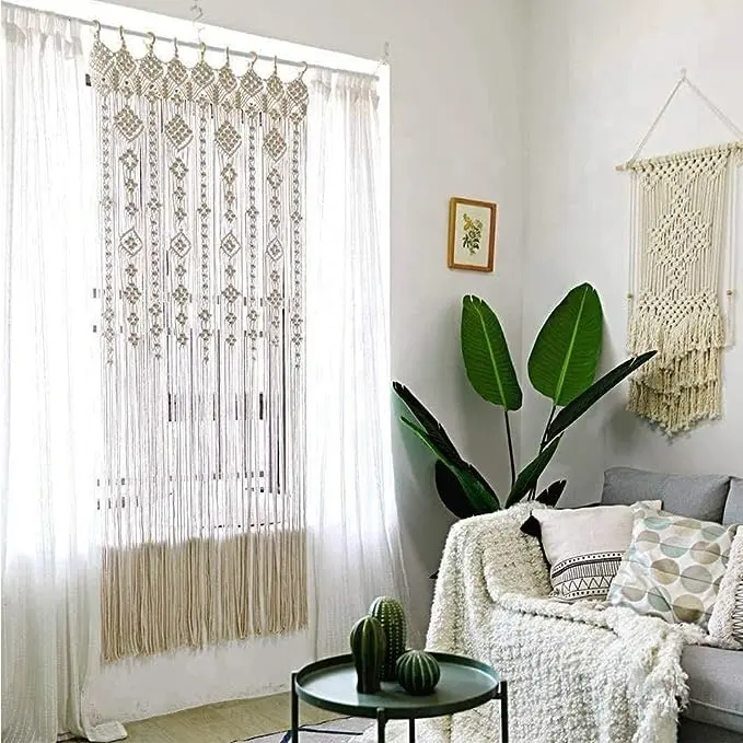 Rideaux de fenêtre en macramé pour chambre à coucher Crochet pour le salon Rideau de porte