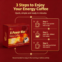 Café Instantané de Maca Noire aux Herbes, Boost de Vitalité Masculine Saine, Saveurs Fruit Amer et Chocolat, Conditionnement en Boîte
