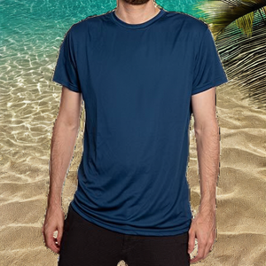 Camiseta de Manga Corta UPF 50+ Estampada para Hombre, Azul Marino, Poliéster y Elastano, Fusión sin Costuras, Secado Rápido, para Surf y Deportes Acuáticos - Product Image 3