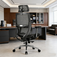 Chaise de bureau ergonomique moderne en maille avec levage, accoudoirs 3D en métal chromé et PU, pivotante et réglable