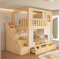 Lit superposé en bois moderne pour dortoir, école, appartement et hôtel - Lit mezzanine pour adultes et étudiants avec bureau