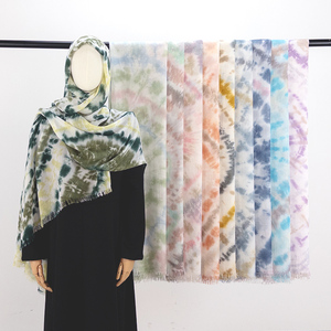Nouveau design en gros – <span class=keywords><strong>Foulard</strong></span> Khimar en rayonne modal tie-dye personnalisé, hijab en viscose et coton, voile imprimé, châle en mousseline pour femme - Product Image 3