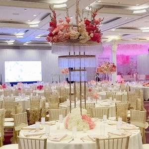 Lampadari da <span class=keywords><strong>Tavolo</strong></span> Rotondi Altezza 110CM, Centrotavola Dorati per Matrimoni e Decorazioni per Feste - Product Image 6