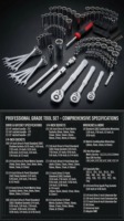 Ensemble d'outils mécaniques standard (SAE) en acier au chrome-vanadium industriel avec mallette rigide (135 pièces) - Clé dynamométrique