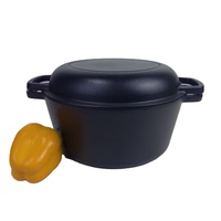 Cocotte en fonte émaillée 2-en-1 avec couvercle bombé, antiadhésive, compatible four, gaz, induction et toutes plaques de cuisson, pour ragoûts, soupes et cuisson du pain