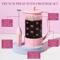 Cafetière à piston en verre borosilicate avec poignée en plastique rose personnalisée, nouveau style, pour la maison, avec mousseur à lait