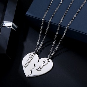Collar de Acero Inoxidable con Grabado de Carta de Amor Rota, Romántico para Parejas, Venta Caliente 2024, Oro Rosa, Día de San Valentín, Te Extraño - Product Image 2