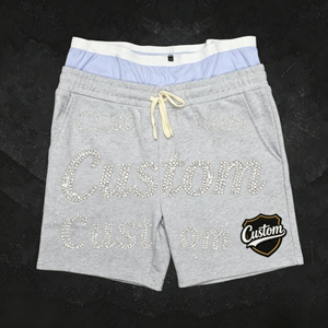 Custom 100% Cotton Elastic Double Waist Sports Shorts French Terry 3d Embroidery Streetwear Shorts Men - Product Image 1