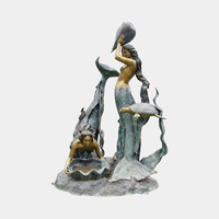 Statue de sirène en bronze, créature marine, en bronze coulé à froid, pour ornement de jardin, allée ou pièce d'entrée