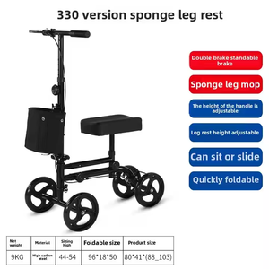 Walker lutut baja tahan karat lipat 4 roda, perlengkapan terapi rehabilitasi medis orang dewasa & penyandang cacat dapat disesuaikan untuk - Product Image 3