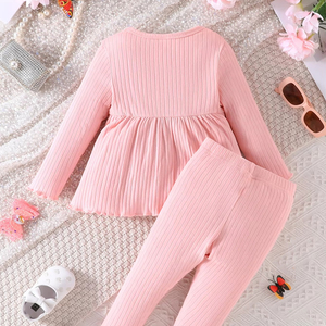 Conjunto de Blusa de Manga Larga con Volantes y Pantalones para Bebés y Niñas Pequeñas, Ropa Infantil al por Mayor - Product Image 2