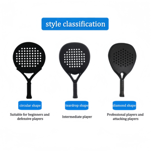 Raquette de padel sportive personnalisée en usine, en fibre de carbone 3K/12K/18K, nylon EVA, légère, haute résistance, tête en diamant - Product Image 6