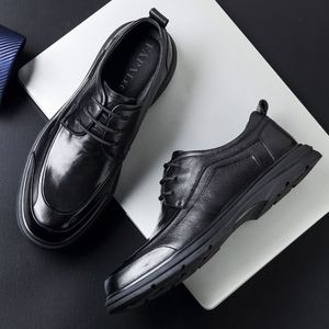 Chaussures en cuir pour hommes de haute qualité 2025, grande taille, bout carré, en cuir de vachette véritable, respirantes, légères, à lacets - Product Image 5