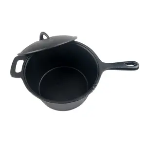 Cast Iron Dutch Oven Saucepan with Lid and Looped Handle