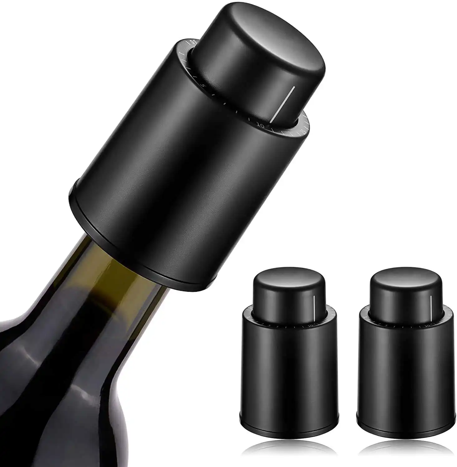 Sinowin Accesorios para vino Bomba Botella Bomba de vacío Whisky Champagne Saver Tapón de vino Champagne Marcador de fecha Tapón