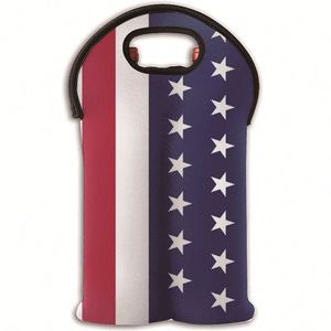 Two <b>Bottle</b> Insulated Neoprene Wine Water <b>Bottle</b> Holder Sleeves for Travel with Secure Carry Handle Wine Carrier Tote Bag - Product Image 1