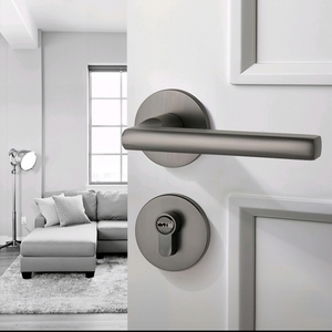 Wholesale Modern Design Matte Grey Zinc Alloy Split Mortise Door <b>Lock</b> <b>Handle</b> <b>Lock</b> Cover for Hotel Apartment Bedroom Wooden Doors - Product Image 2