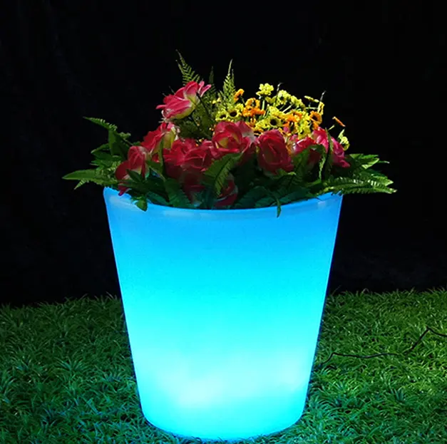 Outdoor Tuin Plastic Led Bloem Potten Met Lichtgevende Rgb 16 Kleuren