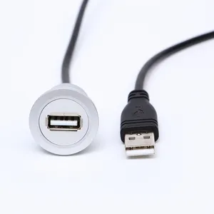 2mm delik kurulum USB konektörü/soket dişi A-erkek ile uzatma kablosu (60cm,150cm)