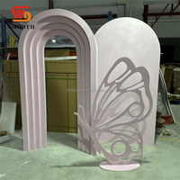 Panneau acrylique ondulé coloré romantique lisse, arche de fond arc-en-ciel, support de fond acrylique pour décoration de mariage