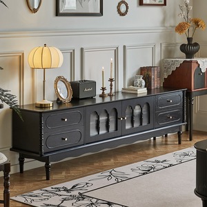 Meuble TV rétro français en bois massif My Nest, 2 m de long, avec tiroirs de rangement, meubles de salon, style américain - Product Image 1