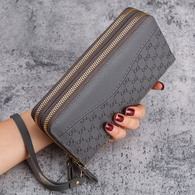 Factory Direct Wholesale Embossed Wallet Double Zipper Wallet High Quality Hand Bags for Women Wholesale