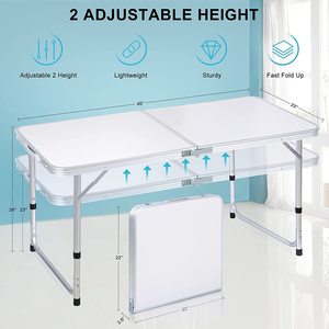 Mesa de camping portátil para 4 personas y silla Maleta Mesa de picnic de plástico con sillas plegables Agujero de paraguas para comedor al aire libre - Product Image 2