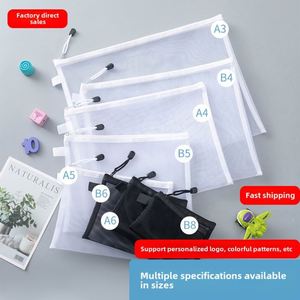 Large Capacity <b>A4</b> Document Bag Transparent Nylon Mesh Zipper Pouch Multifunction Office Bill <b>File</b> Storage Bag Office Holder - Product Image 2