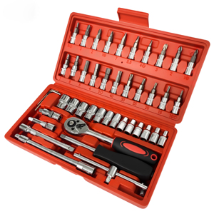 Factory Wholesale Professional Auto Repair 46pcs Carbon Steel <b>Tool</b> <b>Set</b> Socket Wrenches Ratchets <b>Hand</b> Operated Hard Case OEM - Product Image 4