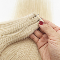 Blond platine # 60 mèches de cheveux humains Remy russes de qualité supérieure, invisibles, sans couture, Genius Wefts, double trame, 18 pouces, 20 pouces, 22 pouces