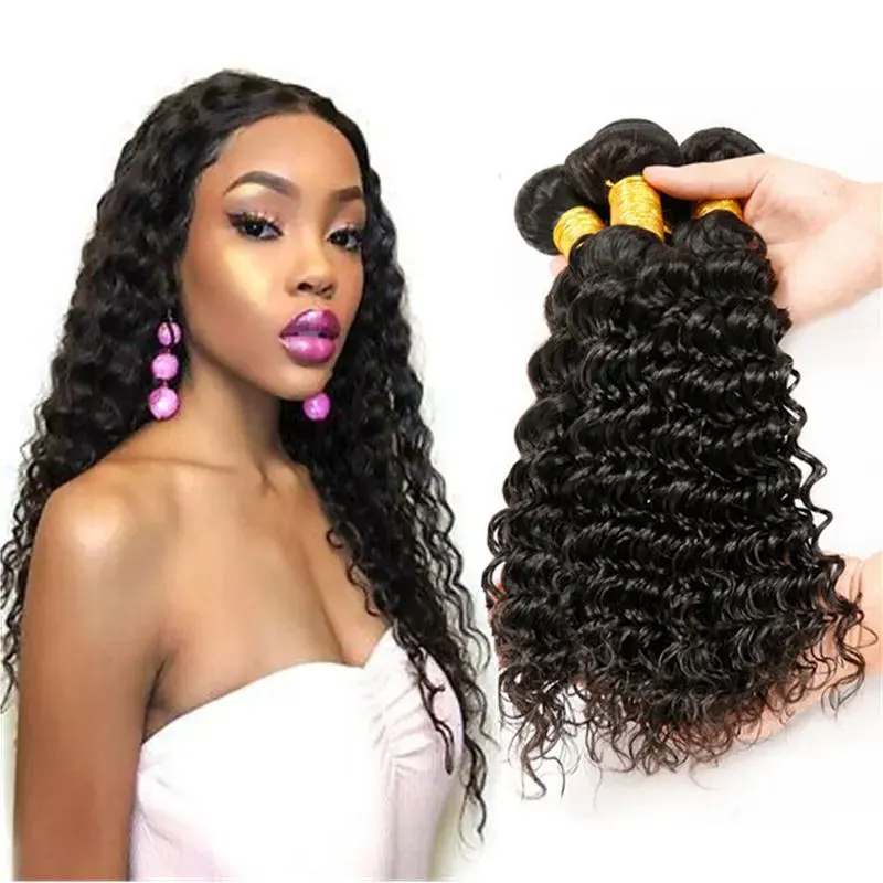 Tissage en lot deep wave 100% cheveux humains vierges, fournisseurs brésiliens de cheveux humains en gros, populaires en afrique du sud