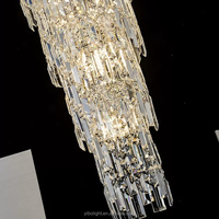 Lustre LED en cristal de luxe post-moderne européen, doré, à hauteur réglable, grand et long, pour hall de villa duplex et escalier