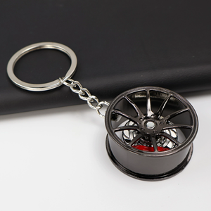 Llavero con forma de simulación de modificación de cubo de disco de freno de coche, llaveros colgantes creativos al por mayor, regalo promocional, llavero de coche - Product Image 1