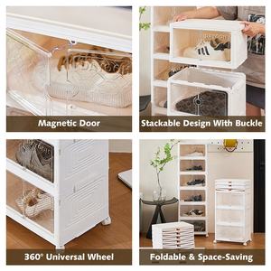 منظم أحذية من قطعة واحدة سهل التركيب من دايوه، خزانة أحذية بلاستيكية محمولة قابلة للطي مع شعار مخصص - Product Image 2