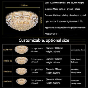 Zealing Light Hotel Hall Led Lámpara de techo de cristal de lujo redonda Candelabros nórdicos Luz para sala de estar - Product Image 6