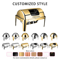 Promotion Exceptionnelle Plat de Service Chauffant de Luxe pour Hôtel 9L, Ensemble Réchaud Buffet Doré, Marmite Chafing Dish