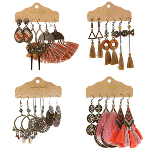 Fashion Jewelry Bohemian <b>Drop</b> Earrings Alloy Antique <b>Bronze</b> Plated Women's Party Dangle Earrings Geometric Pattern - Product Image 5