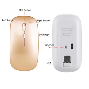 Ratón recargable <span class=keywords><strong>barato</strong></span> de fábrica, ratón inalámbrico para juegos Bluetooth de 2,4 Ghz para oficina, <span class=keywords><strong>PC</strong></span>, portátil, tableta, logotipo personalizable - Product Image 3