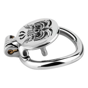 Built-in Flat <span class=keywords><strong>Male</strong></span> Metal Chastity Lock dengan pola burung hantu Dan kateter urin untuk pria Chastity Confinement Penis Cage - Product Image 2