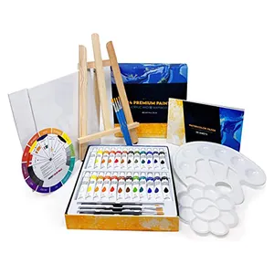 Acrilico e Pittura Ad Acquerello Set Forniture 40pcs Arte della Tela di Canapa Pittura Kit per Adulti Comprende Cavalletto di Legno