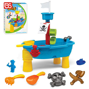 BS Toy 2 IN 1 Amazon Trending 2022 Portable Beach Kid Splash Seaway Water Table Sand Molds Bioplastic Toy With Pirate Ship