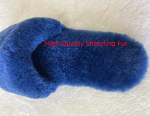 Soffici di colore <span class=keywords><strong>blu</strong></span> pantofole <span class=keywords><strong>in</strong></span> lana Merino sandali personalizzati <span class=keywords><strong>in</strong></span> pelliccia genuina alla moda <span class=keywords><strong>in</strong></span> Shearling per la <span class=keywords><strong>casa</strong></span> pantofola per interni <span class=keywords><strong>in</strong></span> montone pantofole - Product Image 5